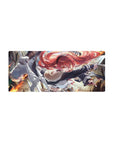 28x12 inches anime girl mouse pad with red-haired fighter, cloak, belts, and rugged adventurer style.