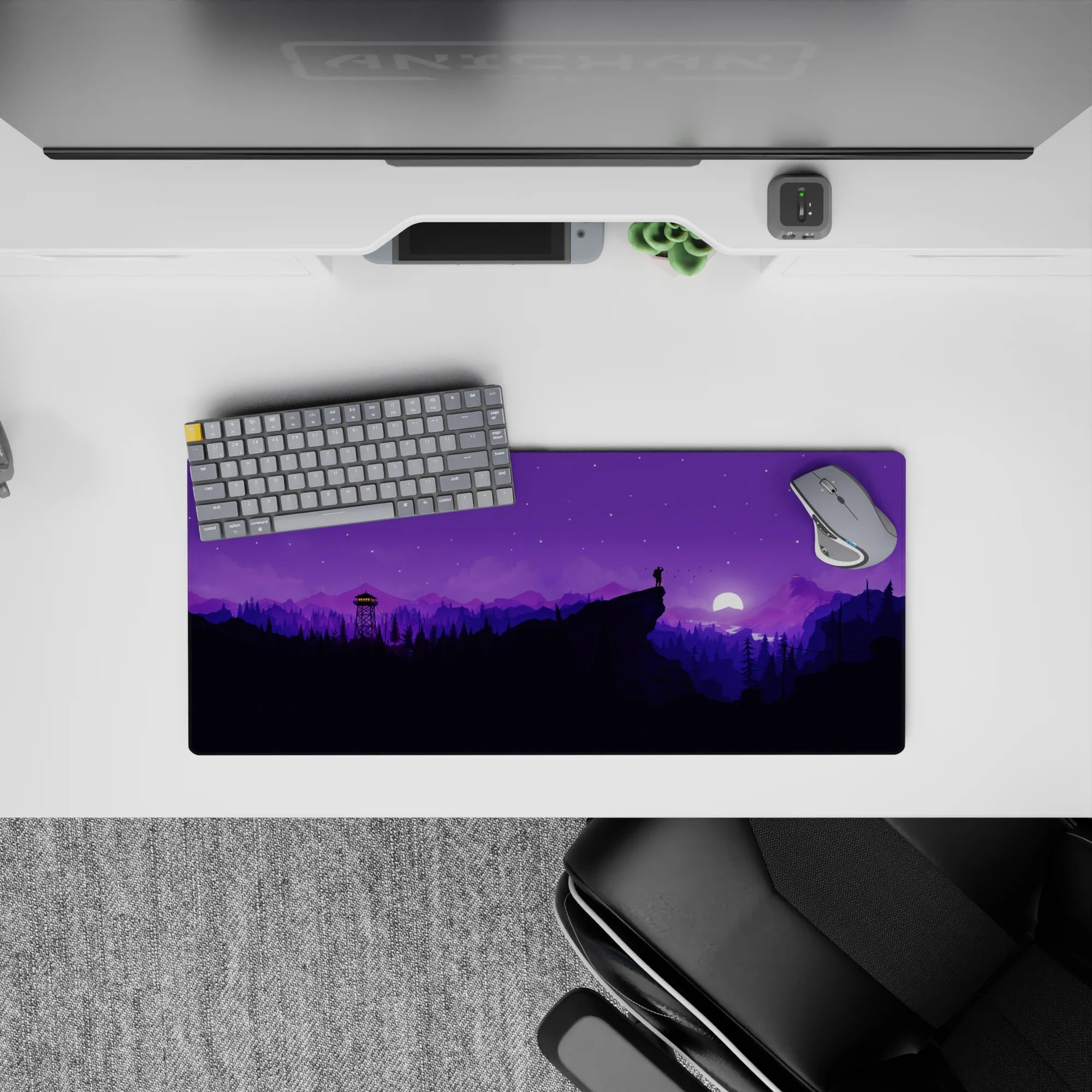 Vector Landscapes Deskmat | Mousepad | Deskpad - Moonlit Journey