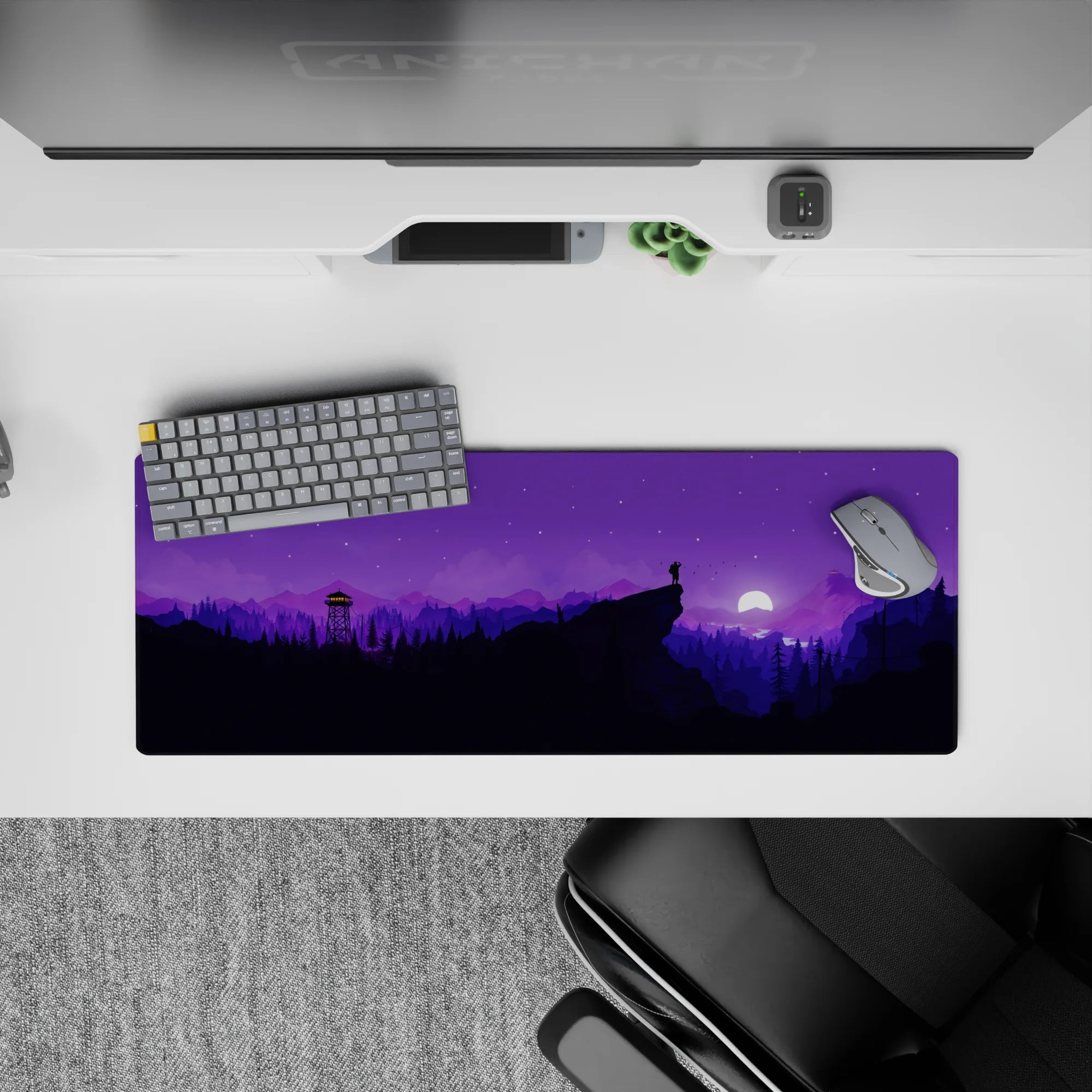 Vector Landscapes Deskmat | Mousepad | Deskpad - Moonlit Journey