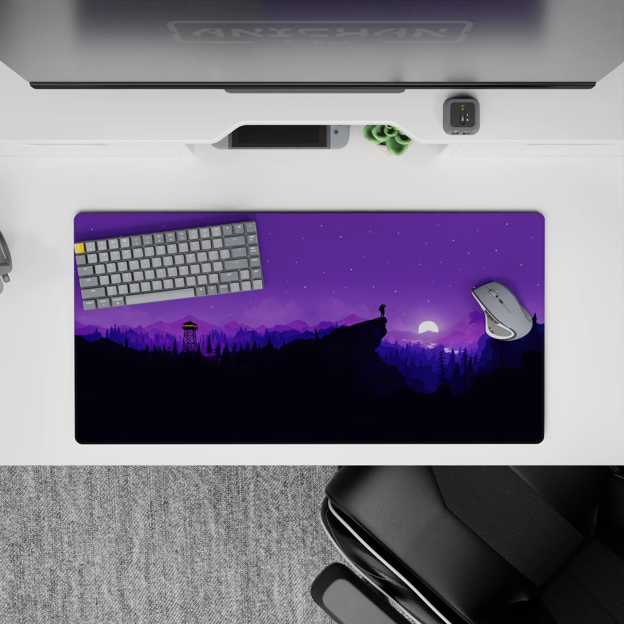 Vector Landscapes Deskmat | Mousepad | Deskpad - Moonlit Journey