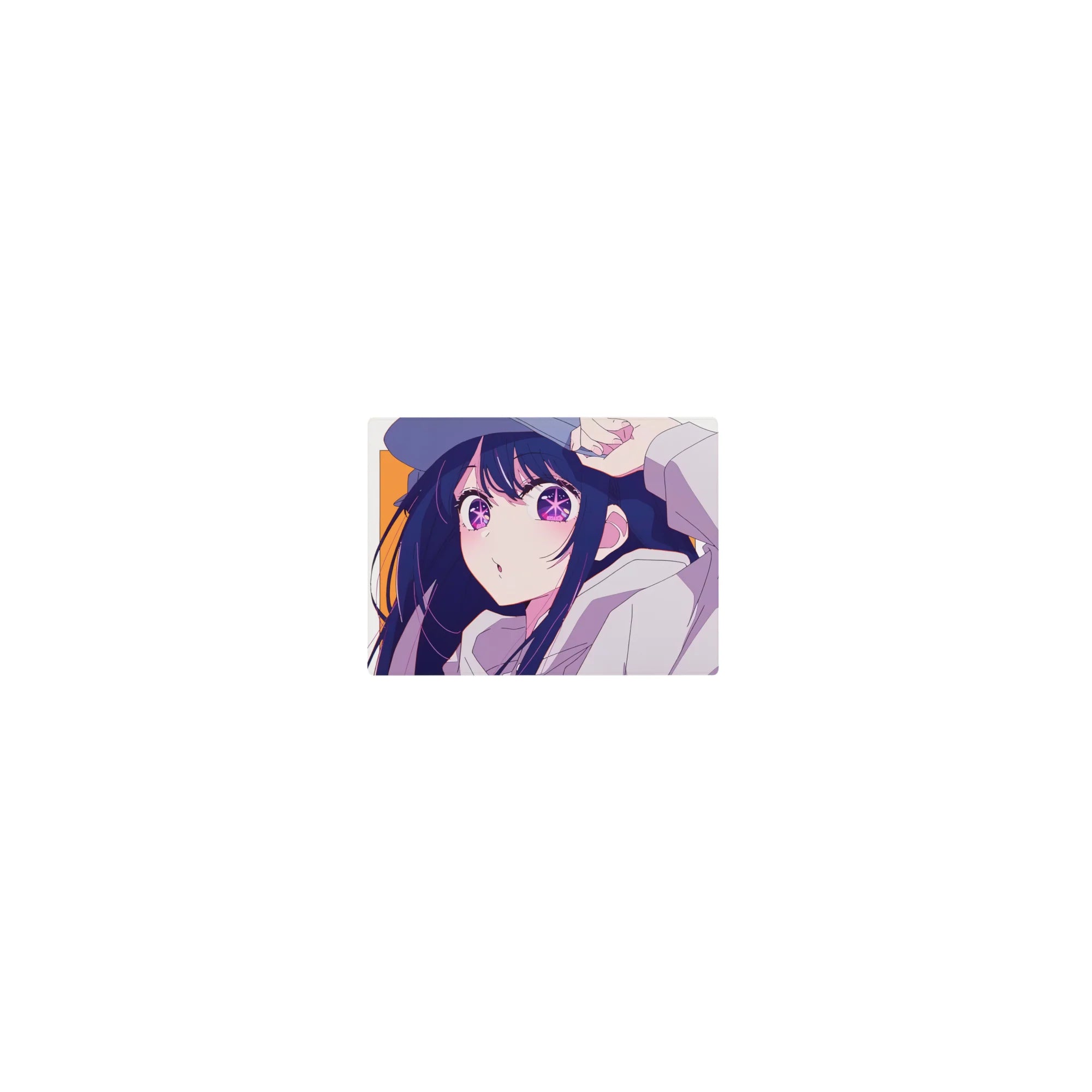 Classic anime girl mouse pad 14x10 inches, long-haired hoodie girl illustration with clean shading.