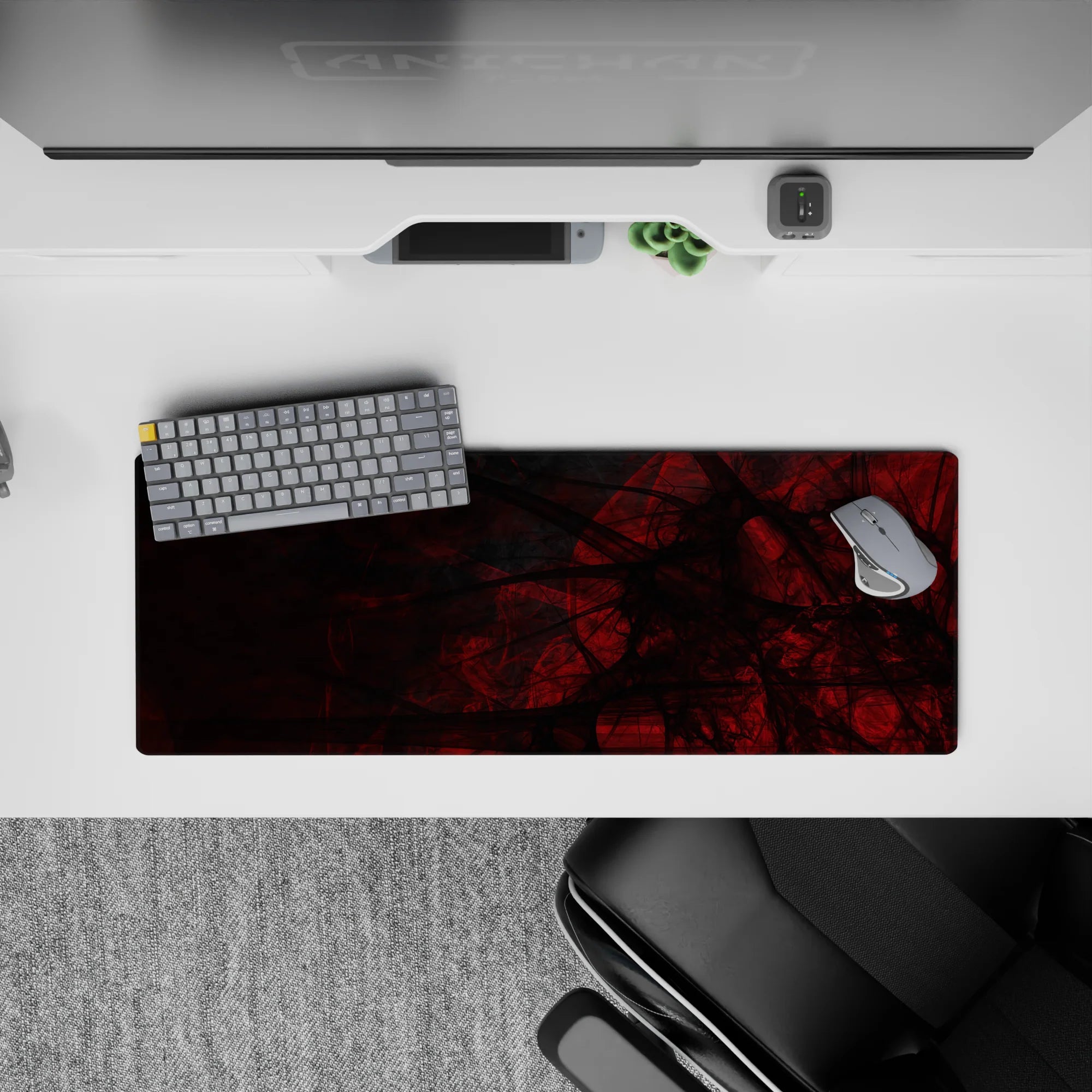 Abstract Deskmat | Mousepad | Deskpad - Crimson Veil Abstract - AniChan