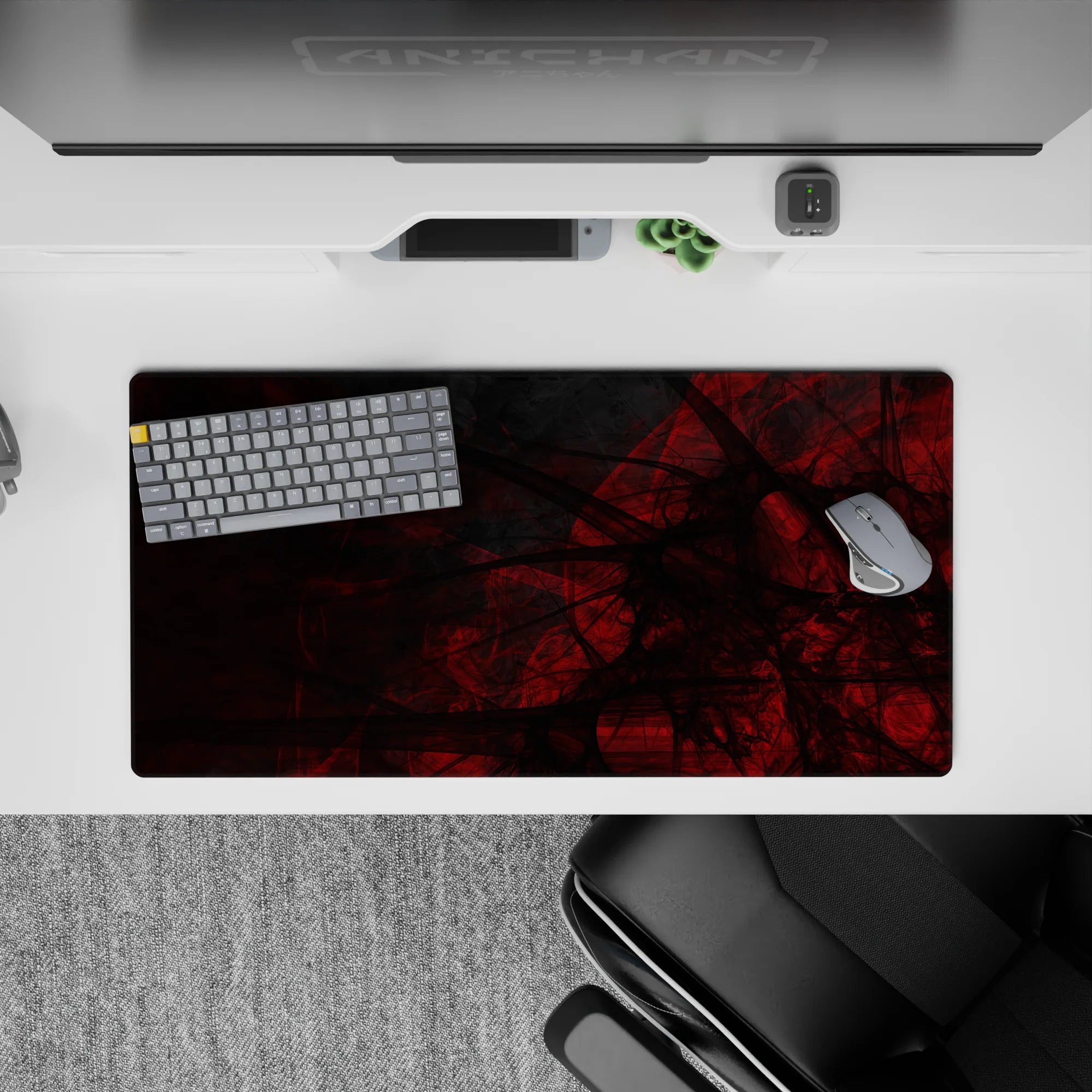 Abstract Deskmat | Mousepad | Deskpad - Crimson Veil Abstract - AniChan