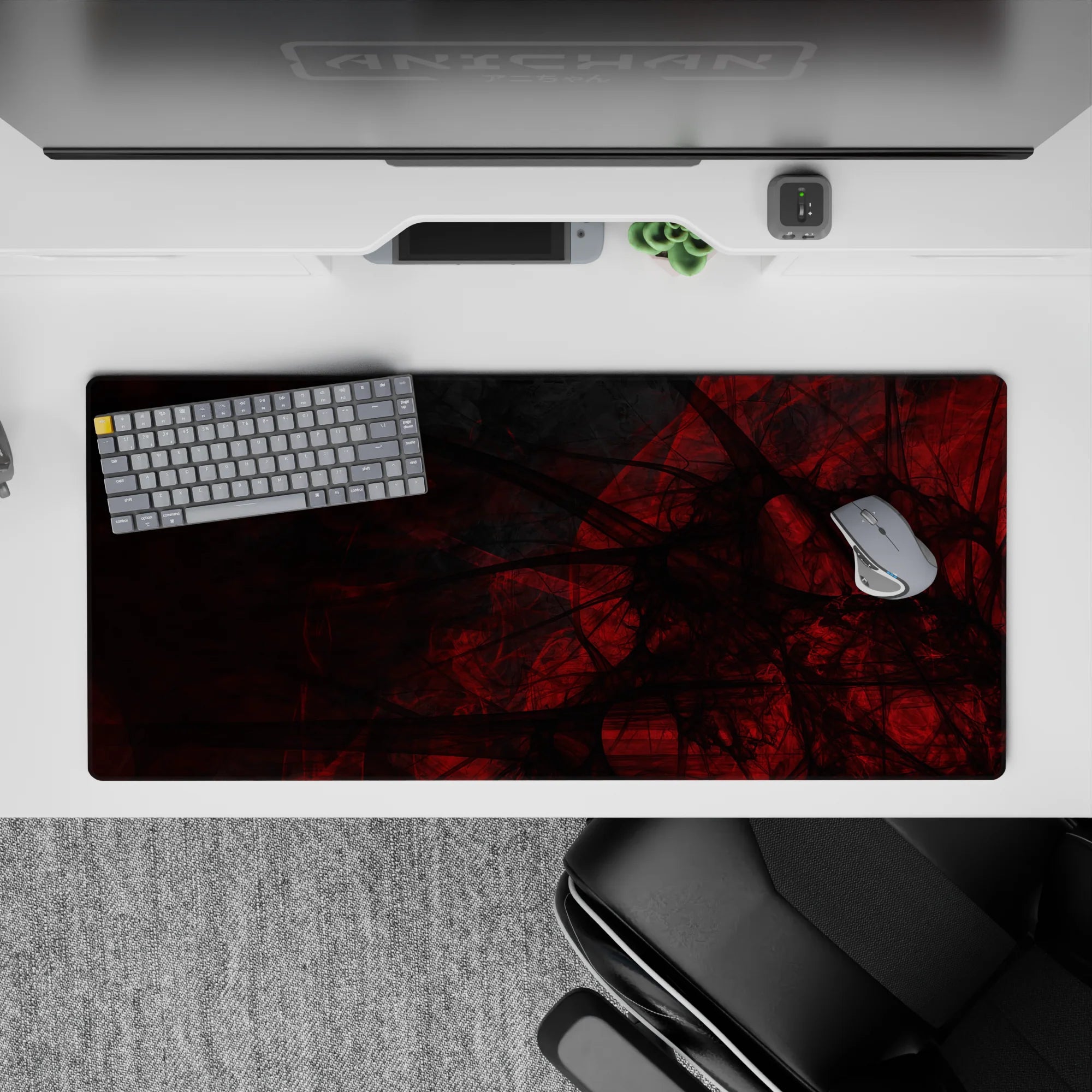 Abstract Deskmat | Mousepad | Deskpad - Crimson Veil Abstract - AniChan