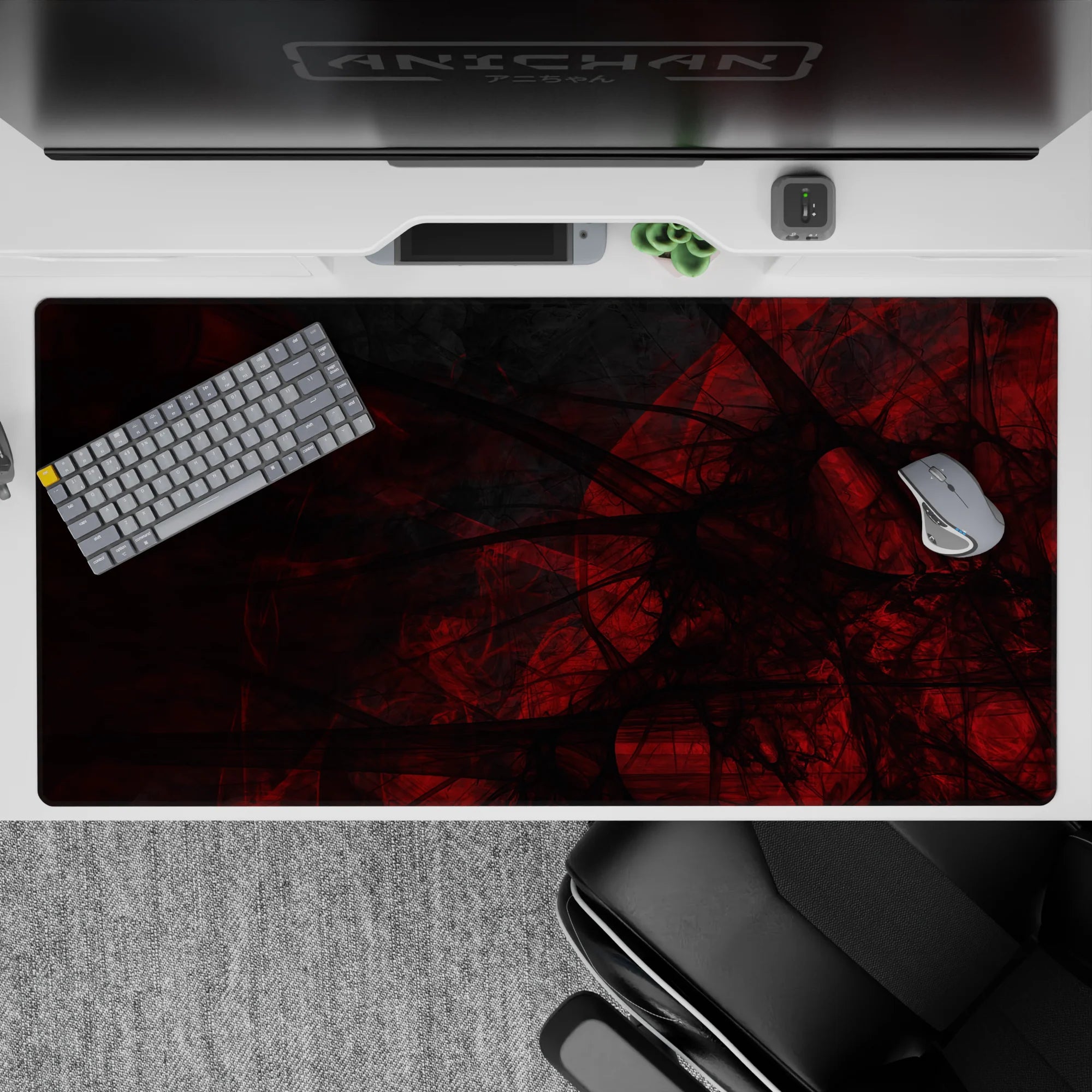 Abstract Deskmat | Mousepad | Deskpad - Crimson Veil Abstract - AniChan