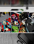 Persona 5 desk pad 40x20 inches featuring Joker, Mona, and Futaba in vibrant comic-book style with bold colors.