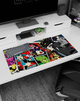 Persona 5 mouse pad 32x16 inches featuring Joker, Mona, and Futaba in vibrant comic-book style with dynamic colors.
