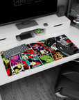 Persona 5 desk pad 36x16 inches featuring Joker and the gang with vibrant comic-book colors and dynamic action scenes.