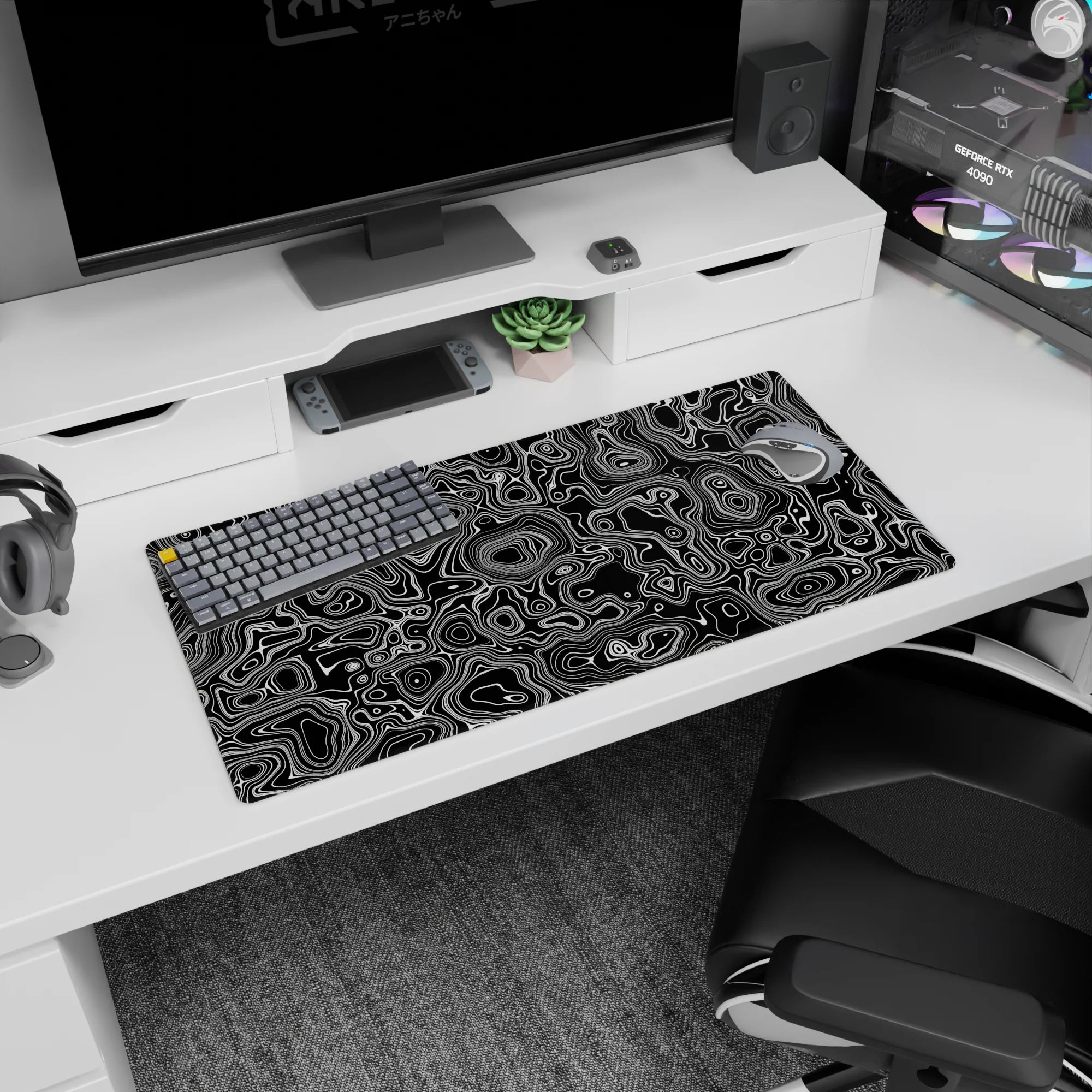 Topographic (Topo) Deskmat | Mousepad | Deskpad - Contour Pulse - AniChan