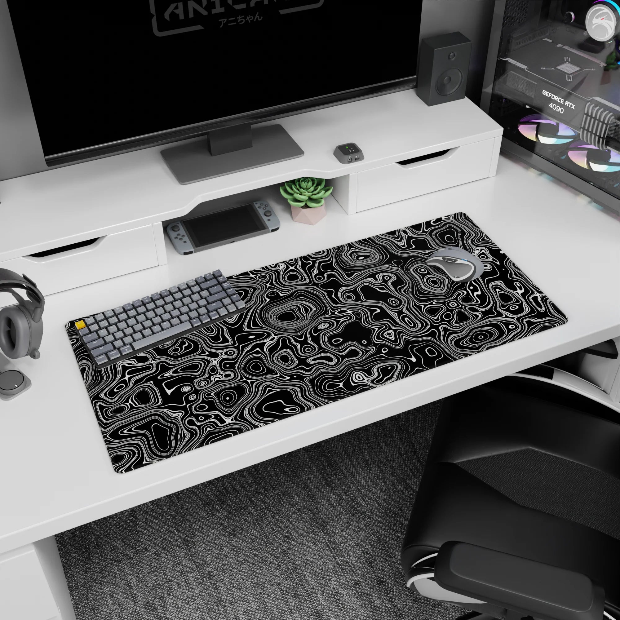 Topographic (Topo) Deskmat | Mousepad | Deskpad - Contour Pulse - AniChan