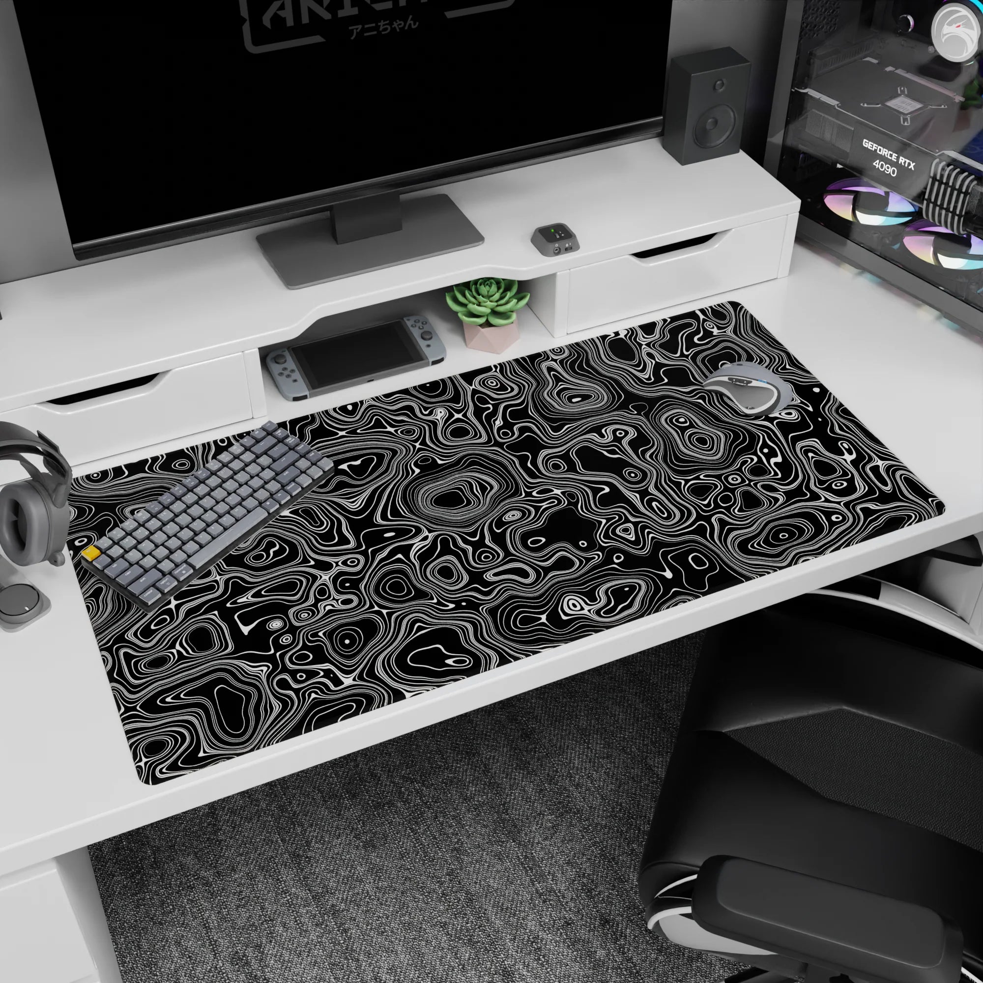 Topographic (Topo) Deskmat | Mousepad | Deskpad - Contour Pulse - AniChan