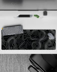 Topographic (Topo) Deskmat | Mousepad | Deskpad - Monochrome Contour Flow - AniChan