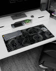 Topographic (Topo) Deskmat | Mousepad | Deskpad - Monochrome Contour Flow - AniChan