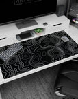 Topographic (Topo) Deskmat | Mousepad | Deskpad - Monochrome Contour Flow - AniChan