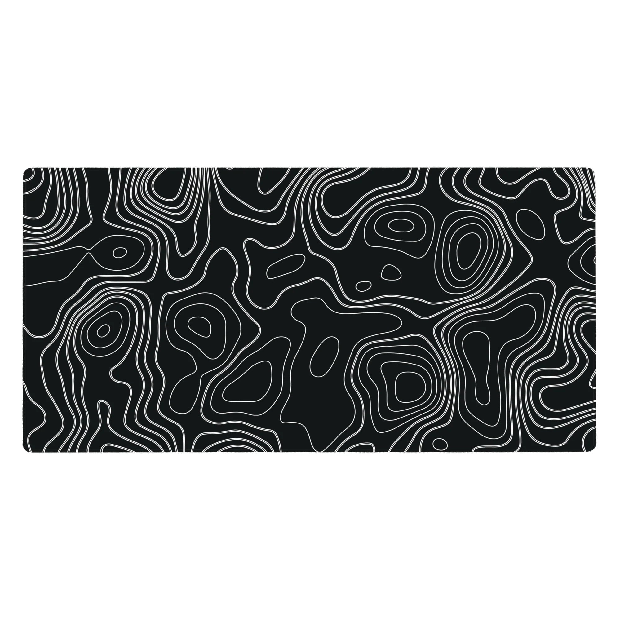 Topographic (Topo) Deskmat | Mousepad | Deskpad - Monochrome Contour Flow - AniChan