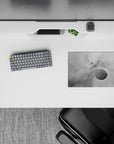Cosmic gray mouse pad with stars and misty clouds, smooth surface, 14x10 inches for calm desk aesthetic.