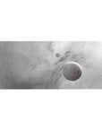 Large 36x16 inch desk pad featuring smoky gray clouds, tiny stars, and soft planetary accents for a calm workspace.