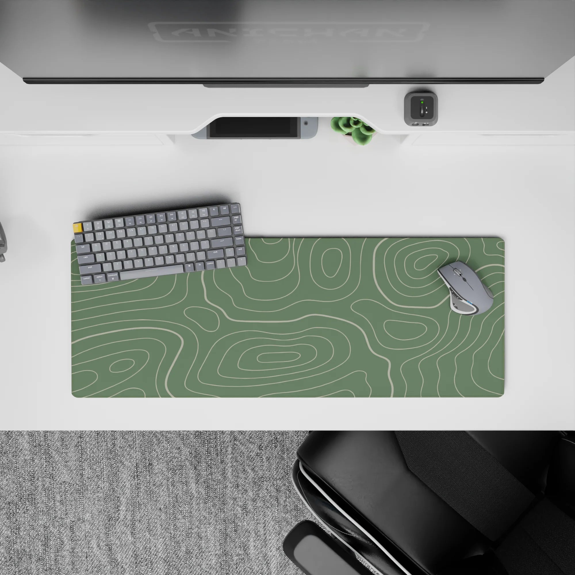 Topographic (Topo) Deskmat | Mousepad | Deskpad - Sage Topography Flow - AniChan