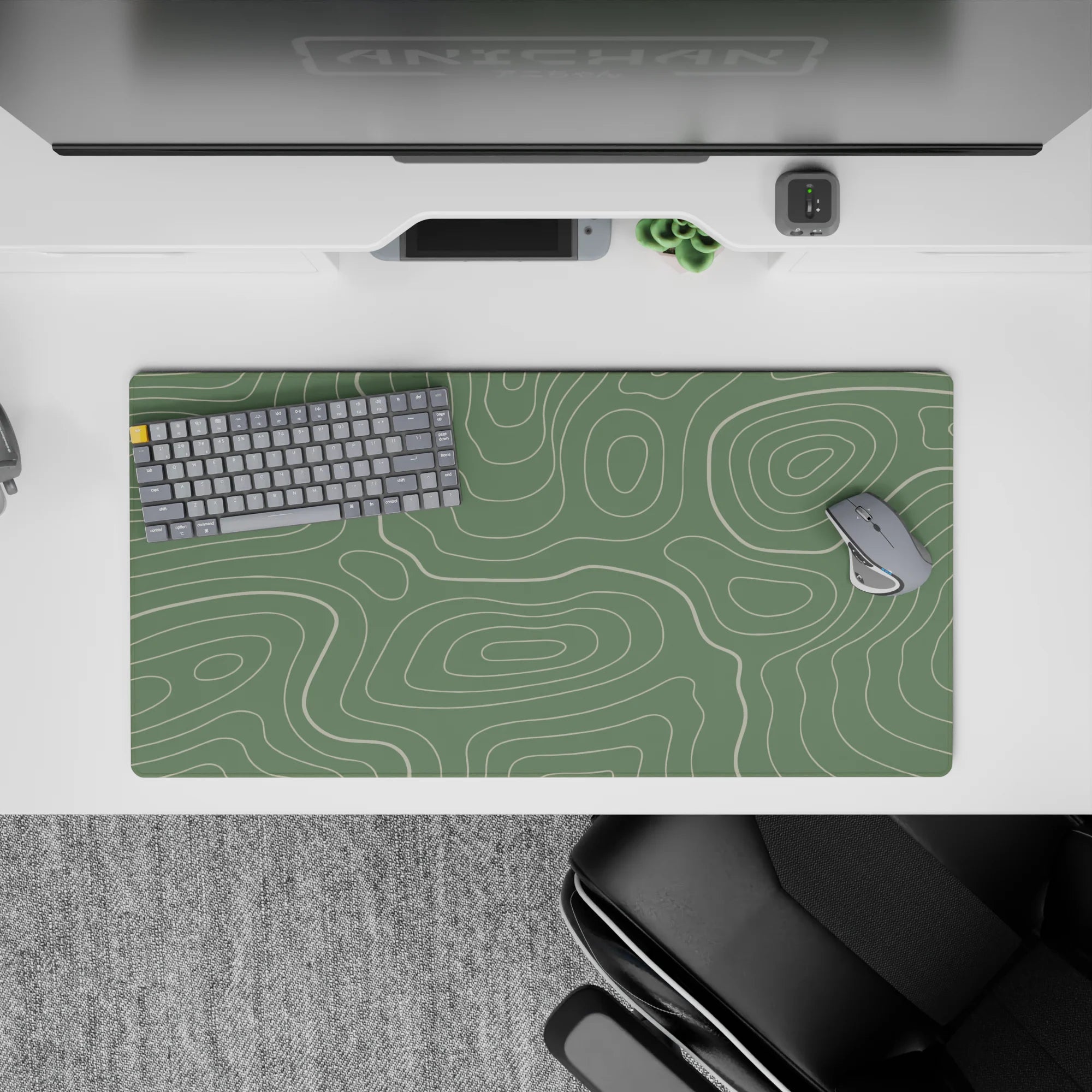 Topographic (Topo) Deskmat | Mousepad | Deskpad - Sage Topography Flow - AniChan