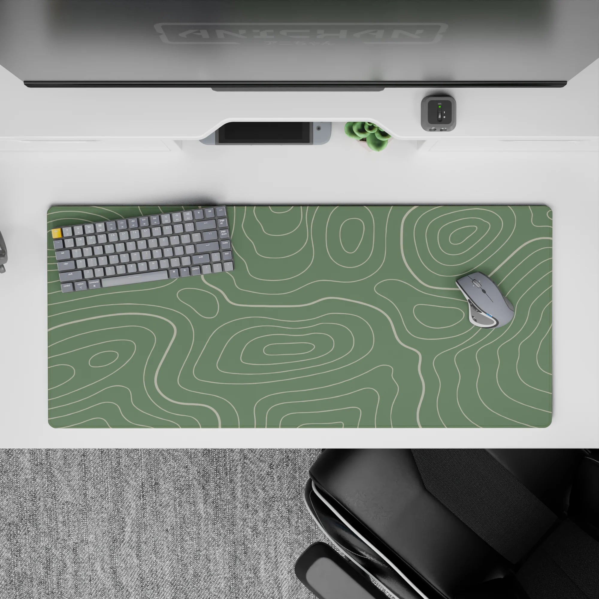 Topographic (Topo) Deskmat | Mousepad | Deskpad - Sage Topography Flow - AniChan