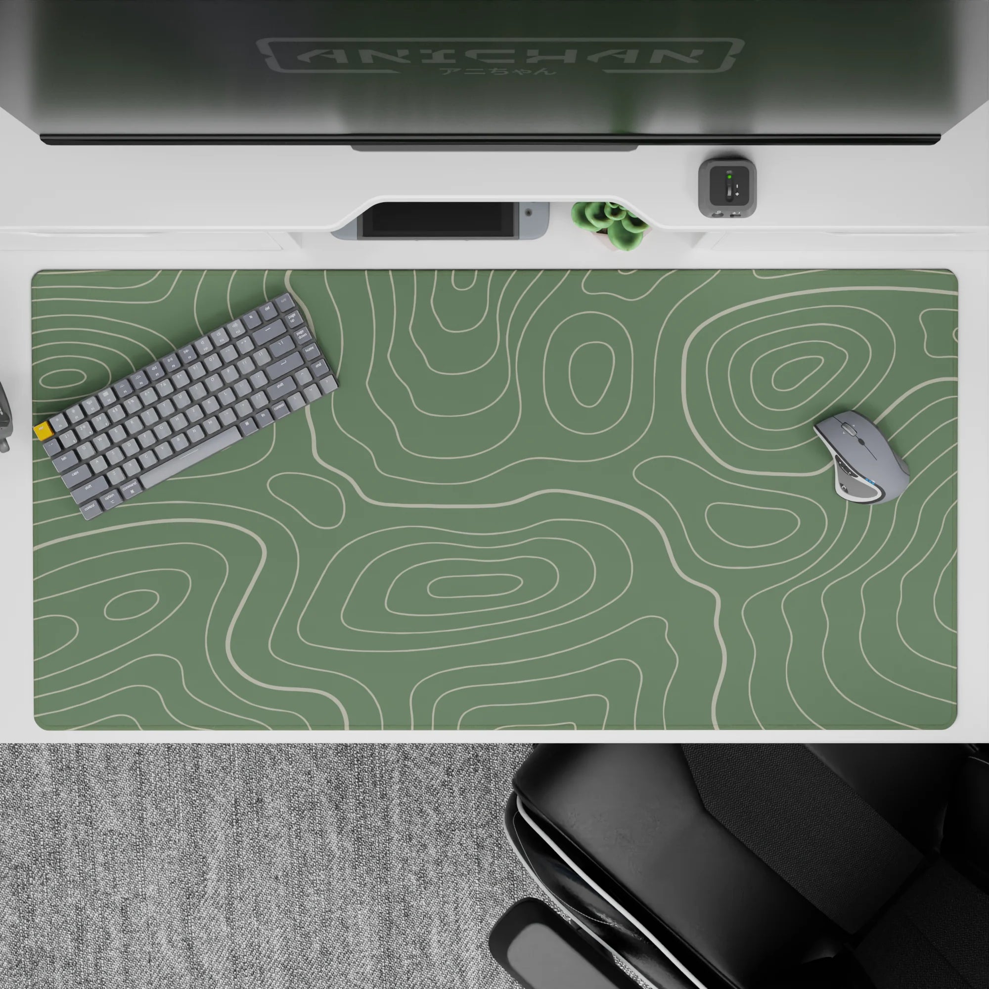 Topographic (Topo) Deskmat | Mousepad | Deskpad - Sage Topography Flow - AniChan