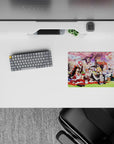 Pink and soft purple anime girl mouse pad 14x10 inches, playful magical spring picnic mood.