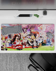 32x16 inches pastel pink and lavender anime mouse pad, lively spring picnic vibe with sparkles and charm.