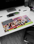32x16 inches anime girl mouse pad showing a shrine maiden in red and white lounging at a picnic with friends.