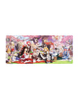 28x12 inches anime girl mouse pad with cherry blossom picnic, ribbons, lanterns, wings, and cute details.