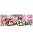 32x12 inches anime girl mouse pad with cherry blossom picnic, ribbons, lanterns, wings, and cute details.