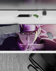 Smoky purple, sharp highlights and soft star-speckled glow anime desk pad 36x16 inches, fast warm vibe.