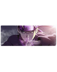 32x12 inches anime mouse pad with Naruto-style ninja art, Leaf headband, hand-sign pose, cosmic glow.