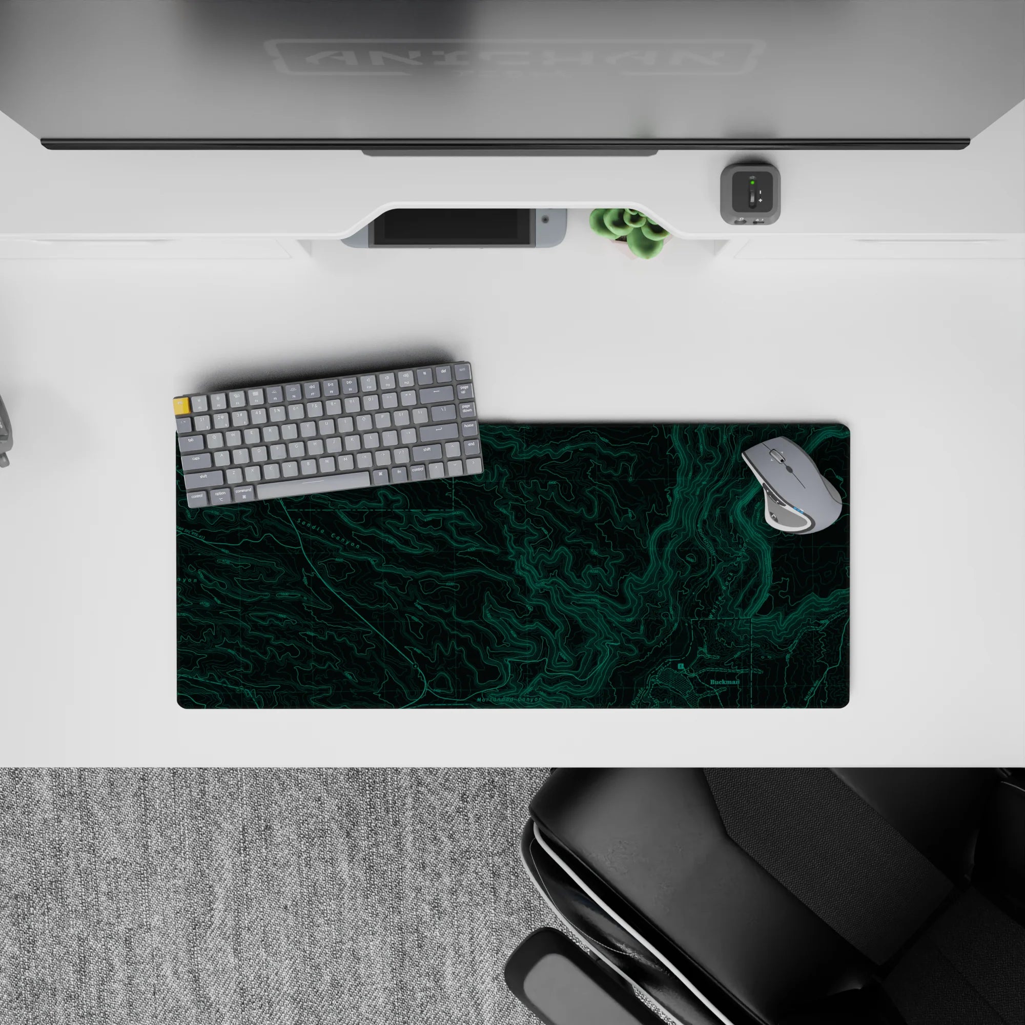 Topographic (Topo) Deskmat | Mousepad | Deskpad - Green Terrain Map - AniChan