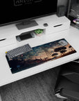 Anime mouse pad 32x12 inches featuring a lone girl on a grassy hill above reflective water.