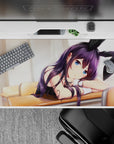 40x20 inches pastel desk pad in dreamy violet tones, soft light, cozy sleepy vibe, smooth tracking.
