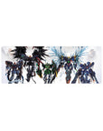 32x12 inches anime mecha squad desk mouse pad with sharp silhouettes and poster-style paint splatter.
