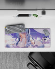 28x12 inches pastel lavender grid sparkle mouse pad, calming dreamy kawaii anime aesthetic.