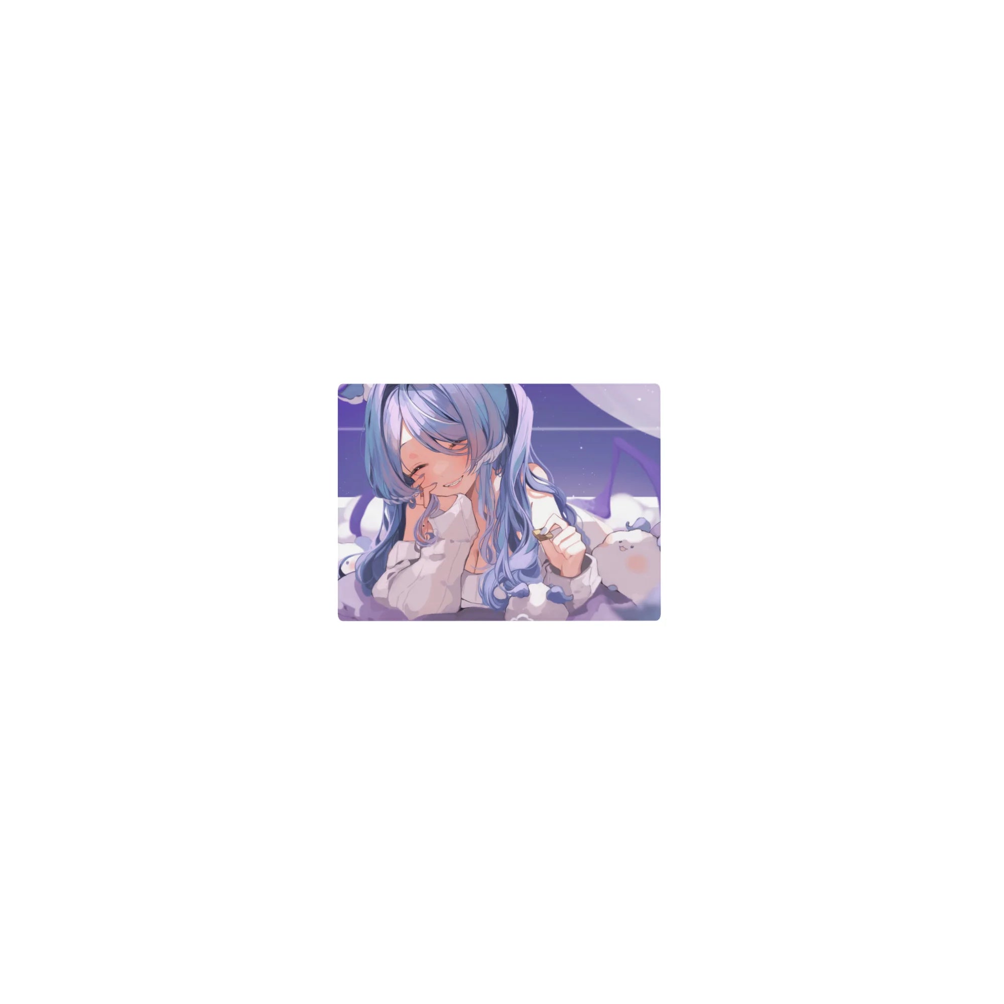 Classic anime girl mouse pad 14x10 inches with plushies, oversized hoodie, and cute kawaii desk vibe.