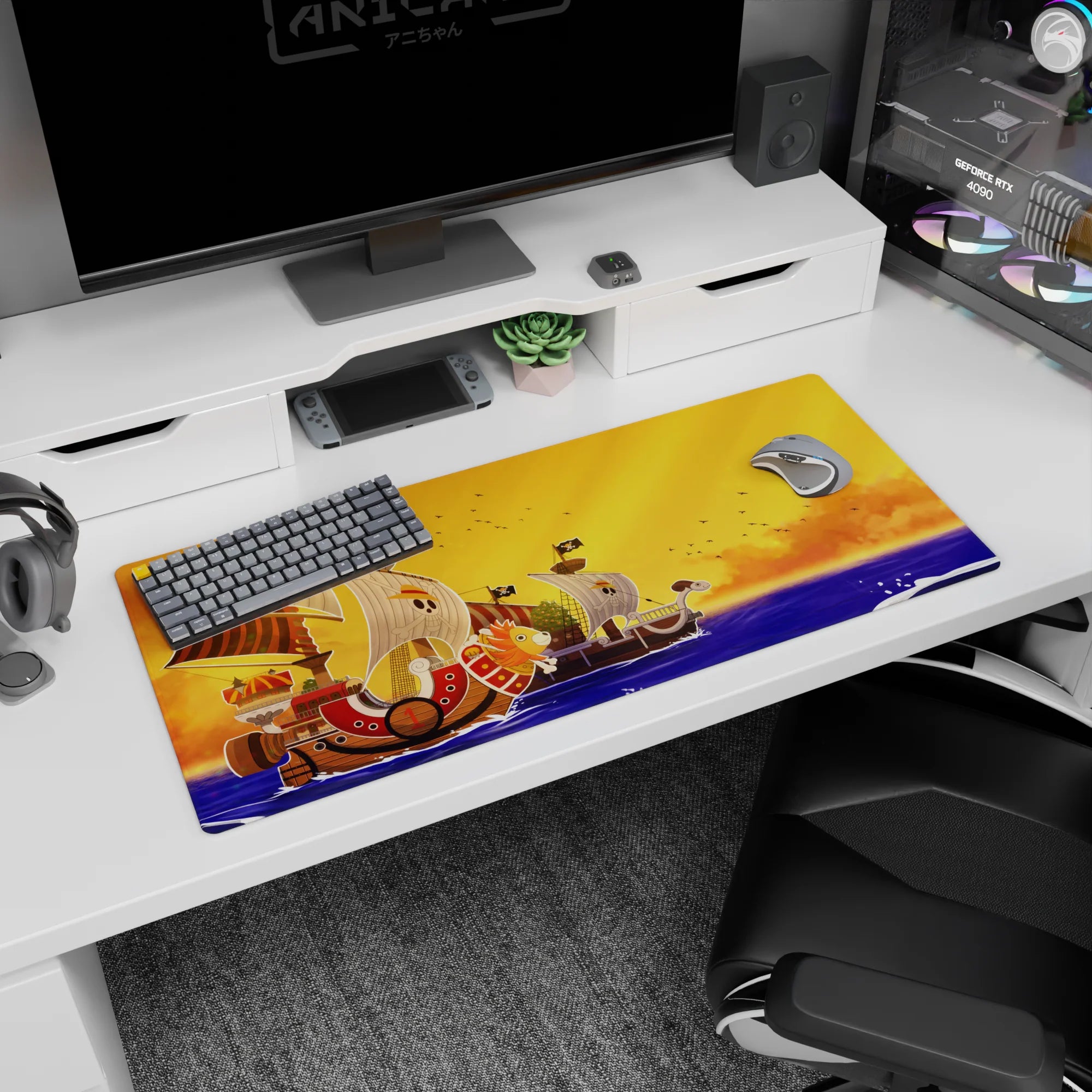 One Piece Deskmat | Mousepad | Deskpad - Thousand Sunny at Sunset - AniChan