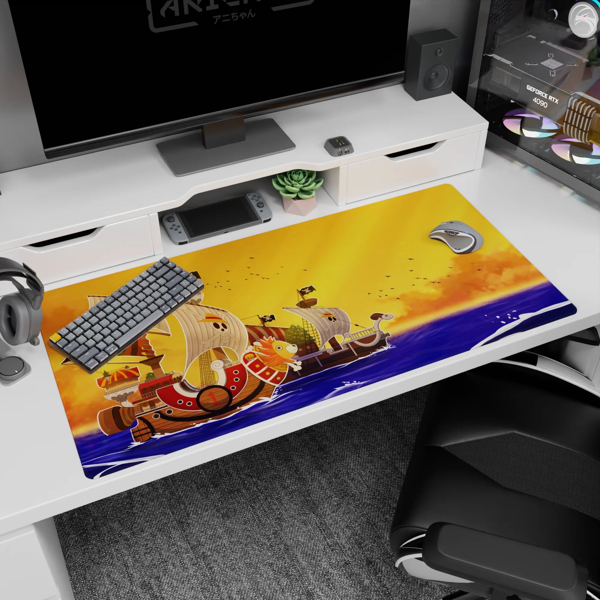 One Piece Deskmat | Mousepad | Deskpad - Thousand Sunny at Sunset - AniChan