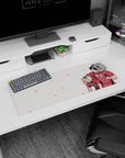 32x12 inches anime mouse pad showing a spiky-haired ace in red hugging his grumpy blond teammate.