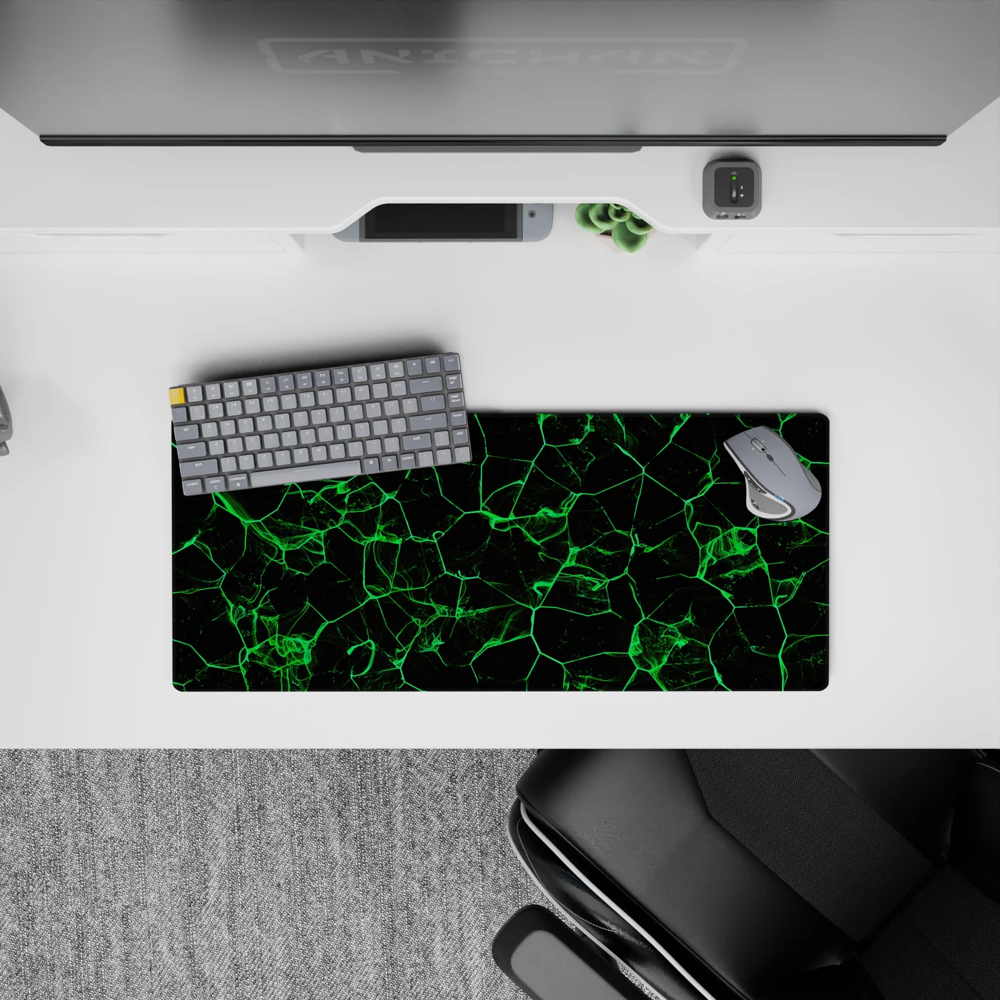 Abstract Deskmat | Mousepad | Deskpad - Neon Grid Flow - AniChan