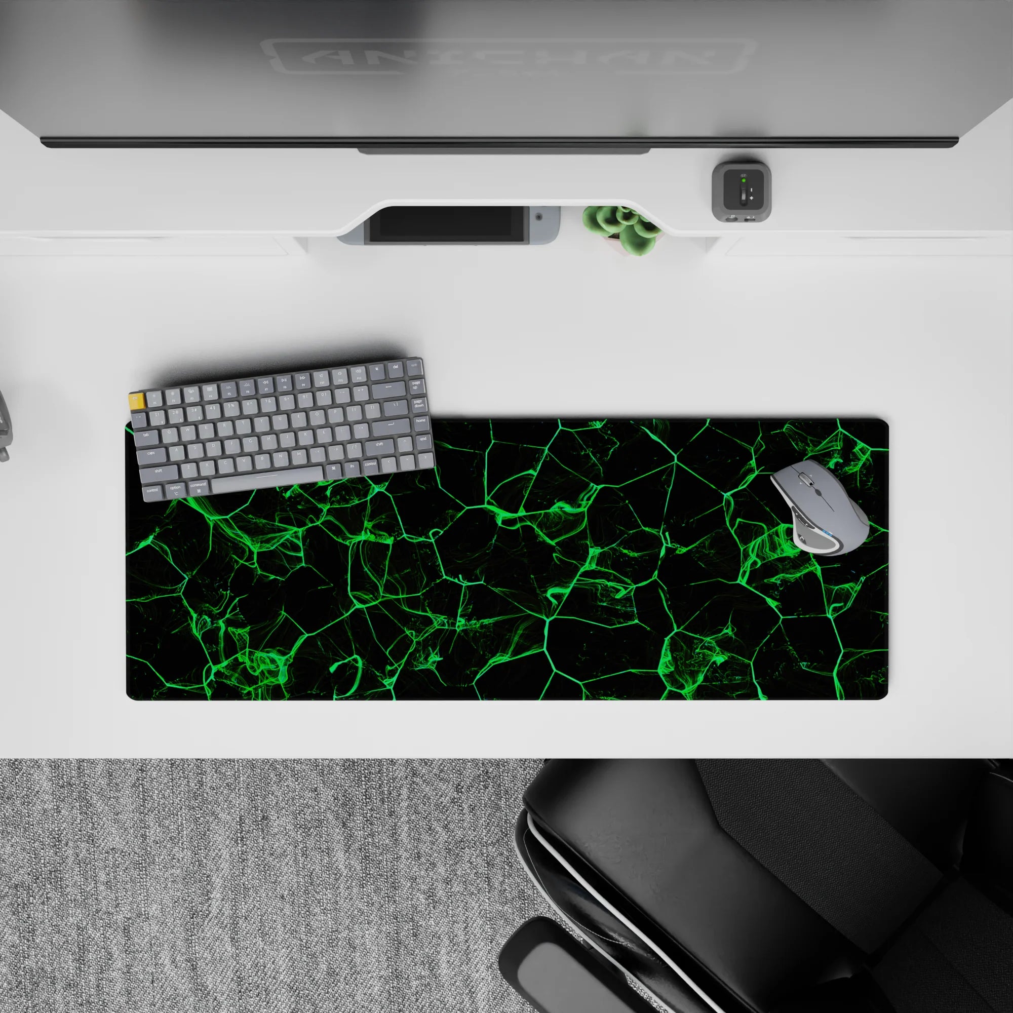 Abstract Deskmat | Mousepad | Deskpad - Neon Grid Flow - AniChan