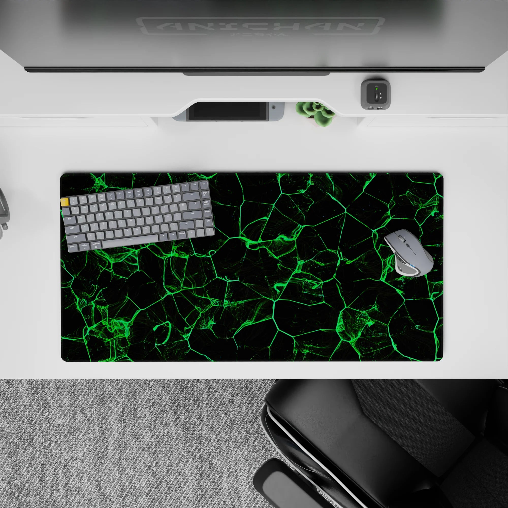 Abstract Deskmat | Mousepad | Deskpad - Neon Grid Flow - AniChan