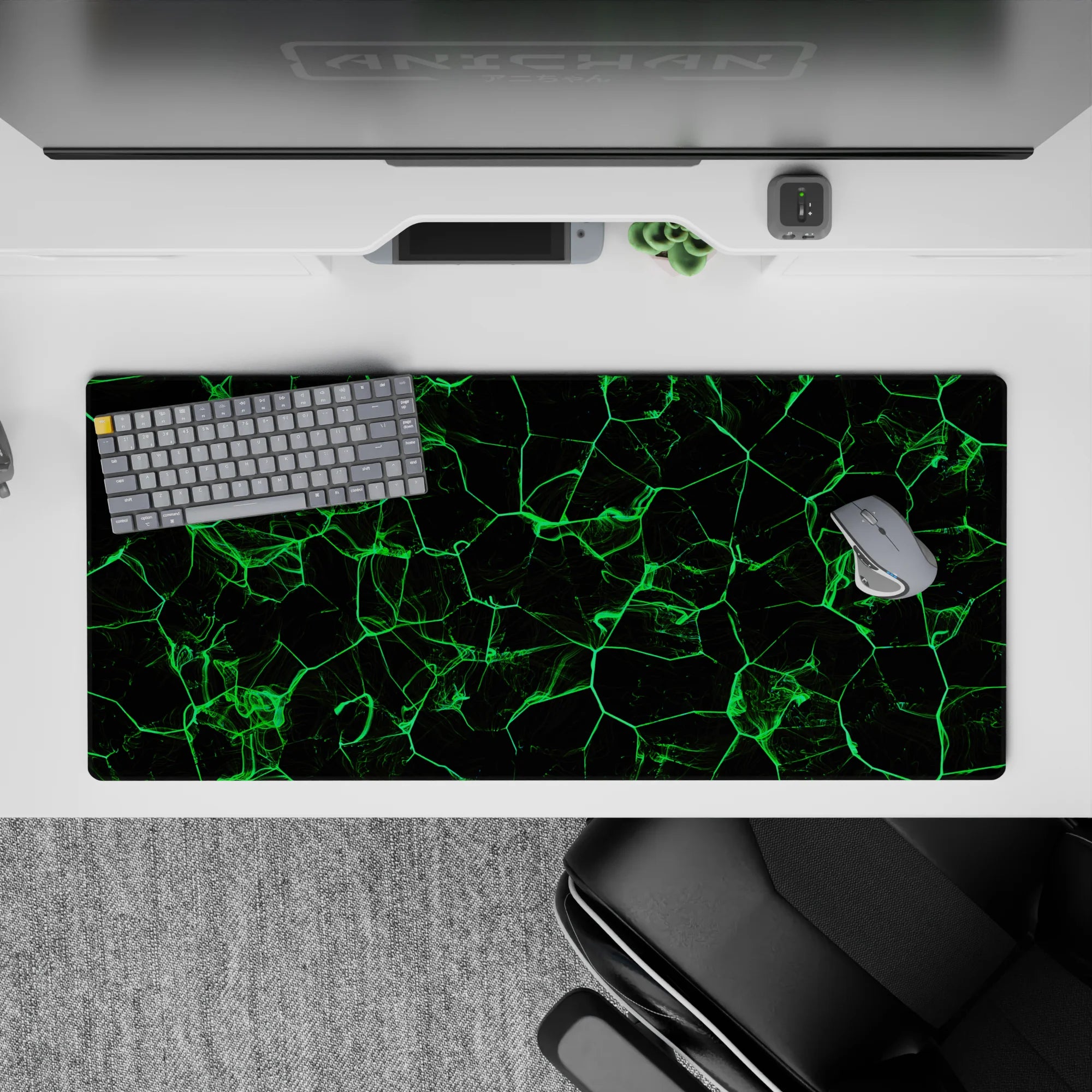 Abstract Deskmat | Mousepad | Deskpad - Neon Grid Flow - AniChan