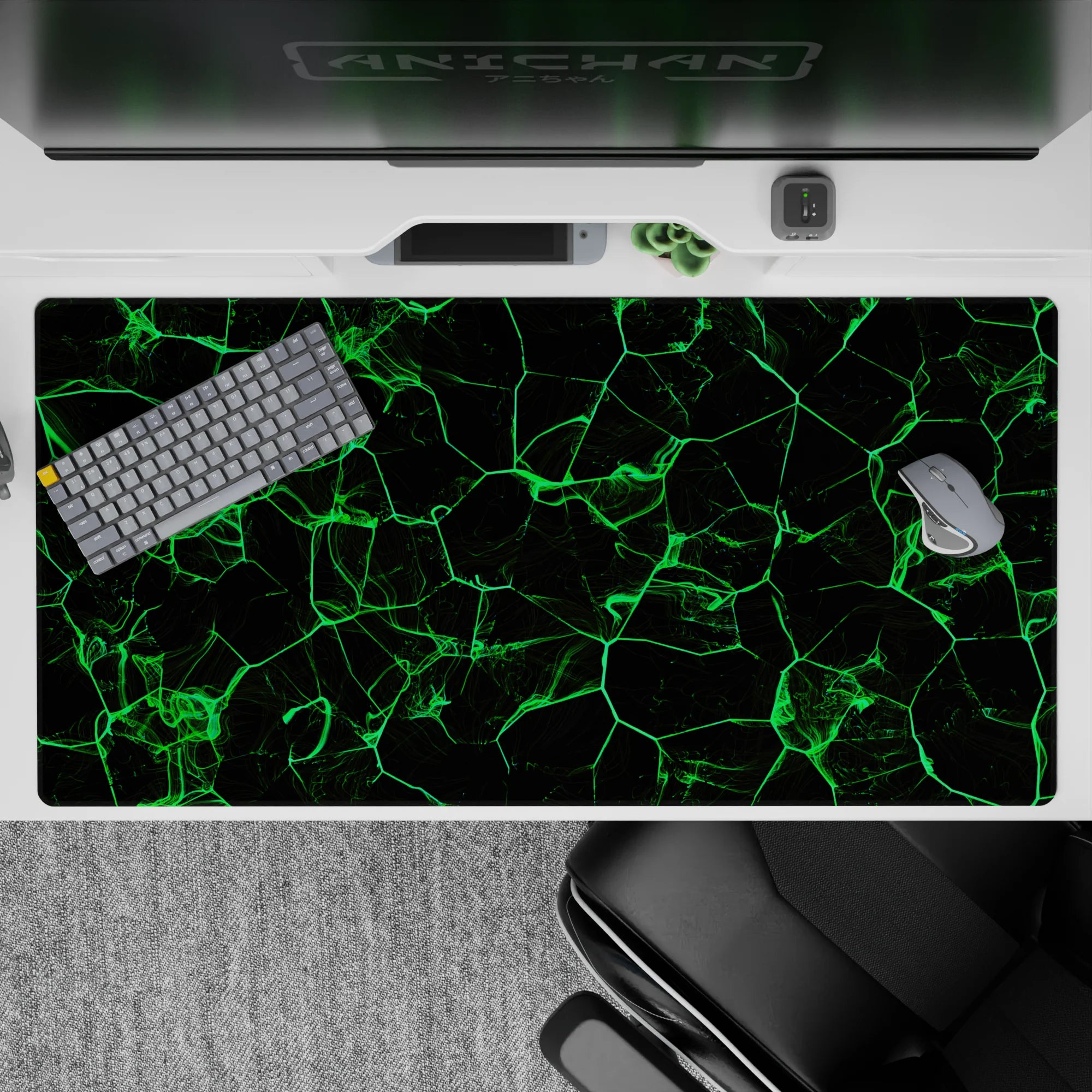 Abstract Deskmat | Mousepad | Deskpad - Neon Grid Flow - AniChan