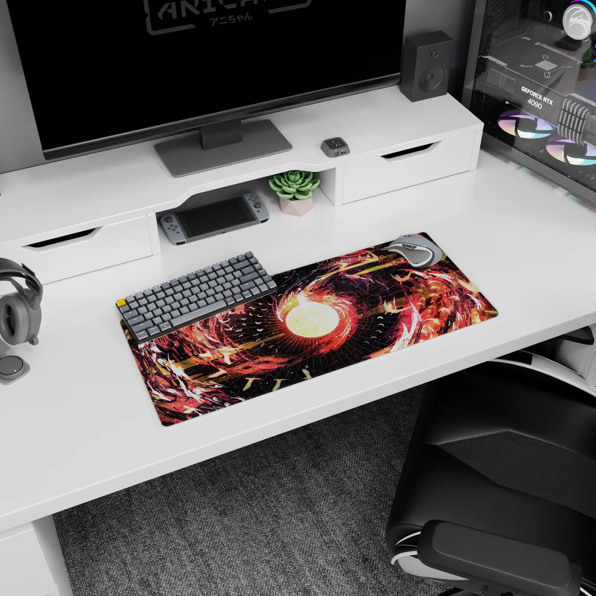 Abstract Deskmat | Mousepad | Deskpad - Celestial Firestorm - AniChan