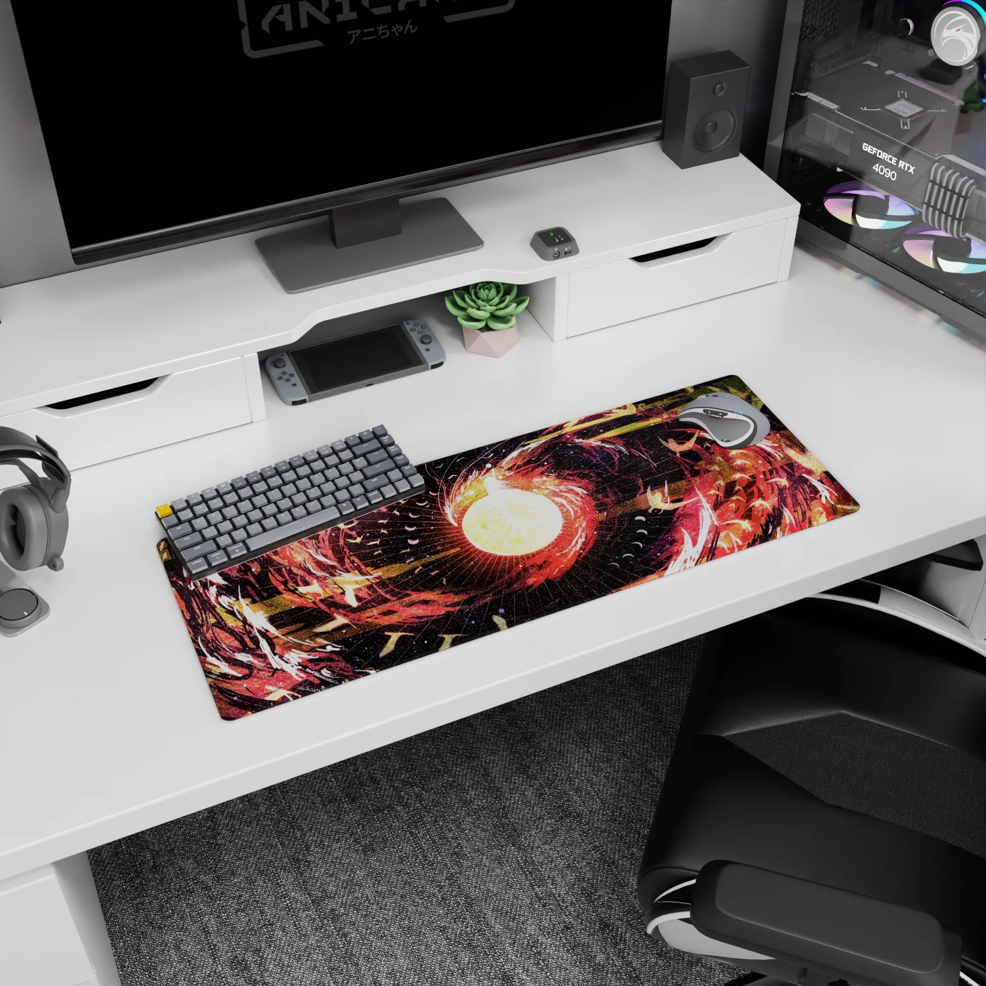 Abstract Deskmat | Mousepad | Deskpad - Celestial Firestorm - AniChan