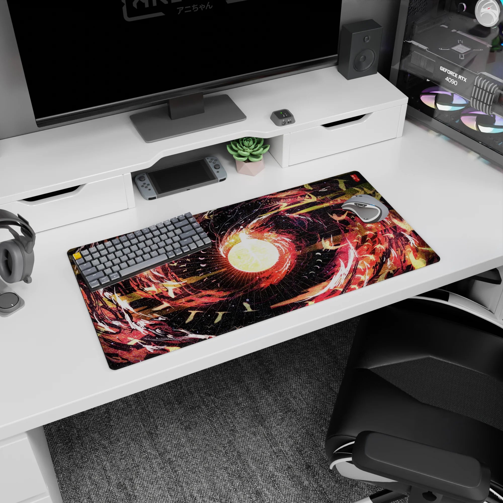 Abstract Deskmat | Mousepad | Deskpad - Celestial Firestorm - AniChan