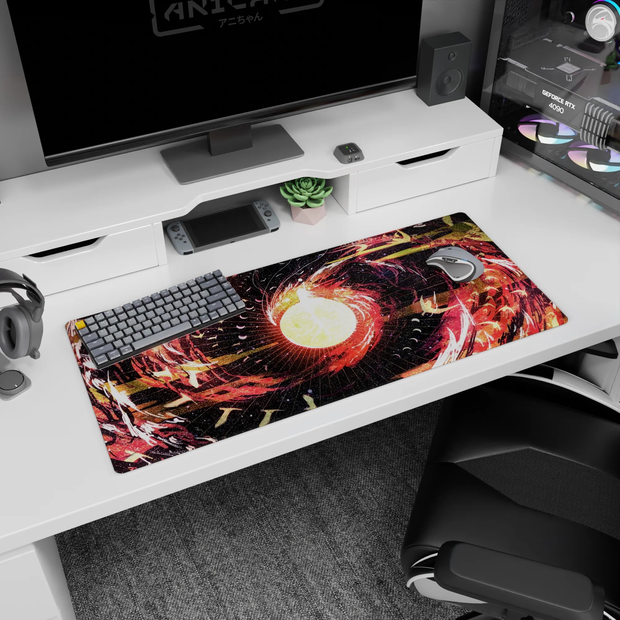 Abstract Deskmat | Mousepad | Deskpad - Celestial Firestorm - AniChan